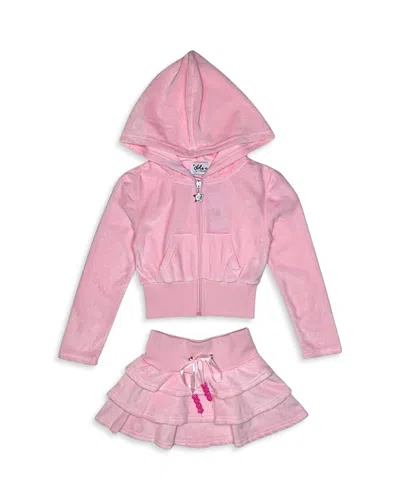 Lola + The Boys Girls' Margot Velour Hoodie & Ruffled Skirt Set - Little Kid, Big Kid