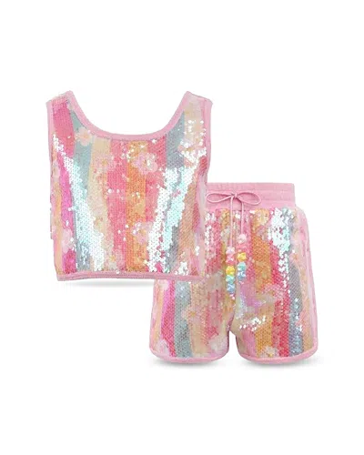 Lola + The Boys Girls' Rainbow Sequin Dreams Top & Shorts Set - Little Kid, Big Kid In Multi