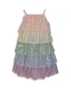 Lola + The Boys Girls' Rainbow Tiered Sequin Dress - Little Kid, Big Kid In Green
