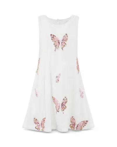Lola + The Boys Girls' Sequin Butterfly Velour Dress - Little Kid, Big Kid In White