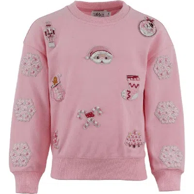 Lola + The Boys Kids'  Holiday Christmas Sweatshirt In Pink