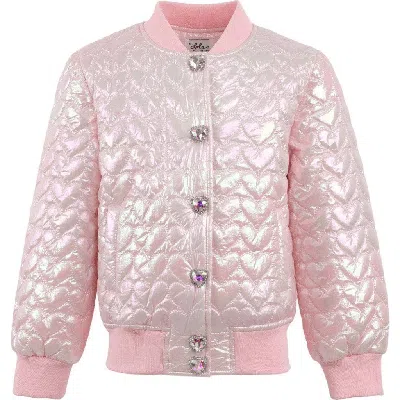 Lola + The Boys Kids'  I Love You Hologram Jacket In Pink