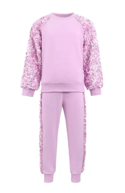 Lola + The Boys Kids'  Lavender Sequin Joggers Set In Purple