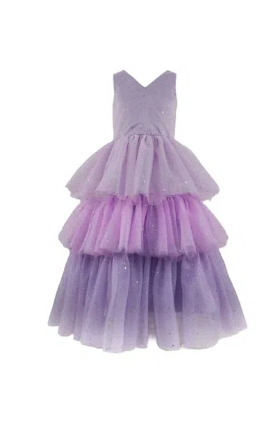 Lola + The Boys Kids'  Lavender Shimmer Tulle Party Dress In Purple