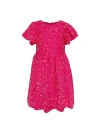 Lola + The Boys Girl's Margot Sequin Velour Dress In Pink