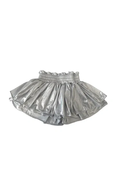 Lola + The Boys Babies'  Metallic Skort In Metallic Silver