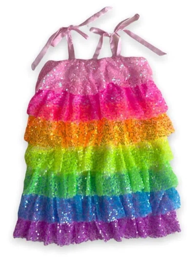 Lola + The Boys Kids'  Neon Sequin Ruffle Dress In Multi