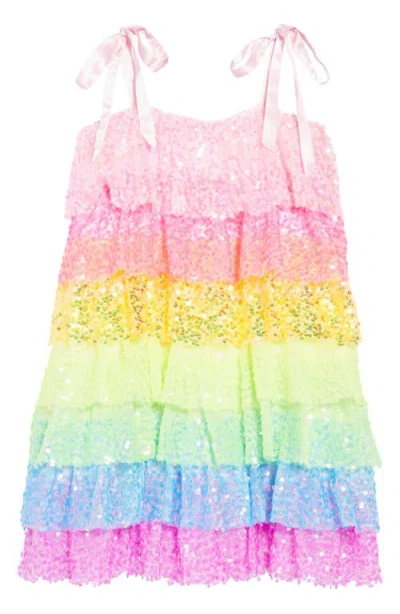 Lola + The Boys Kids'  Neon Sequin Ruffle Dress In Multi
