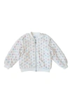 Lola + The Boys Pastel Bows Fuzzy Bomber In White