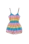 Lola + The Boys Pastel Ombré Beaded Hearts Romper In Multicolor