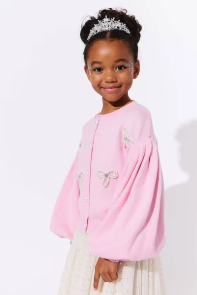 Lola + The Boys Kids'  Pearl Bow Cardigan