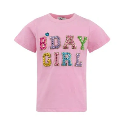 Lola + The Boys Kids'  Pink Birthday Girl Gem T-shirt