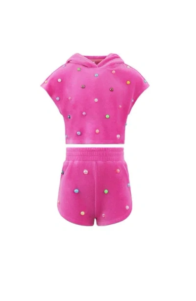 Lola + The Boys Kids'  Rainbow Candy Short Set In Pink