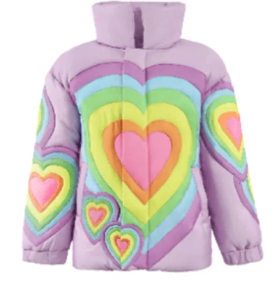 Lola + The Boys Kids'  Rainbow Heart Puffer In Multicolor