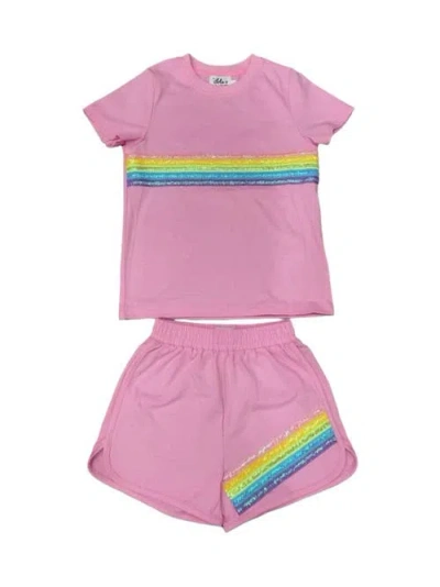 Lola + The Boys Kids'  Rainbow Sequin Short Set