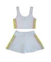 Lola + The Boys Rainbow Sherbet Sequin Tennis Set In White