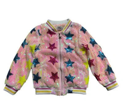 Lola + The Boys Kids'  Rainbow Stars Sequin Bomber In Multicolor