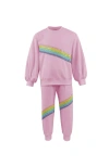 Lola + The Boys Rainbow Stripe Set In Pink