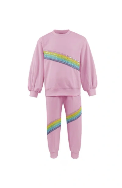 Lola + The Boys Kids'  Rainbow Stripe Set In Pink