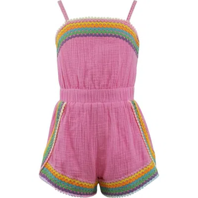 Lola + The Boys Kids'  Rainbow Summer Romper In Brown