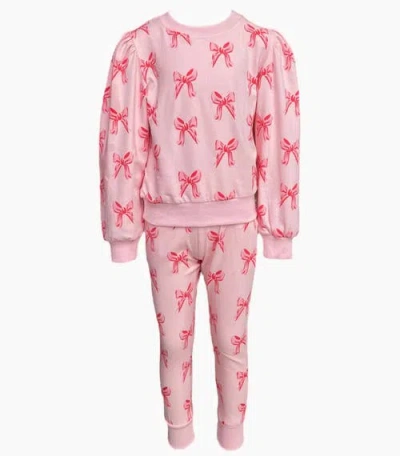 Lola + The Boys Kids'  Ribbon Puff Sleeve Set In Pink