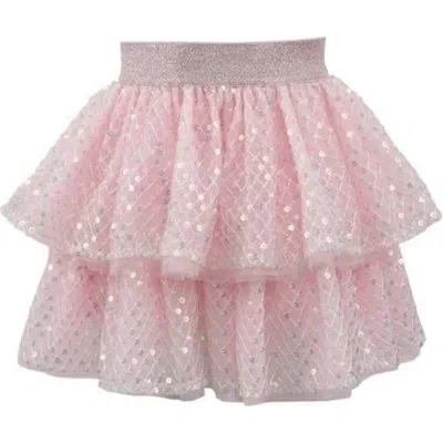 Lola + The Boys Kids'  Sequin Party Tiered Skirt In Pink