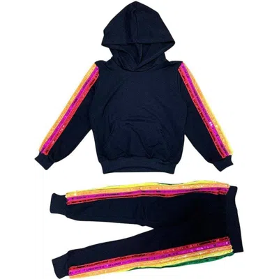 Lola + The Boys Kids'  Sequin Rainbow Hoodie Track Set