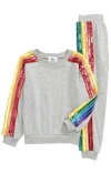 Lola + The Boys Sequin Rainbow Tracksuit Set In Gray