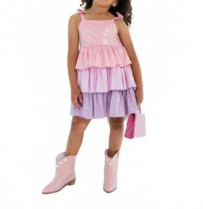 Lola + The Boys Kids' Shimmer Bow Dress In Pastel Ombre In Pink