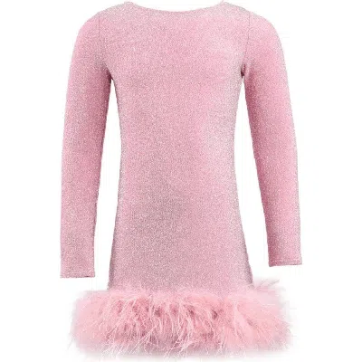 Lola + The Boys Kids'  Shimmer Feather Dress In Pink