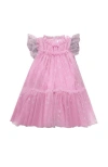 Lola + The Boys Shimmer Stars Tulle Dress In Pink
