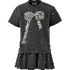 Lola + The Boys Sparkle Bow Charm Skirt Set In Dark Grey