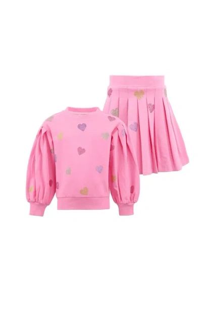 Lola + The Boys Kids'  Sparkle Hearts Set In Pink