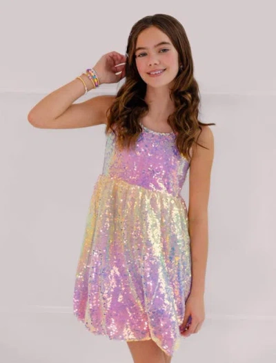 Lola + The Boys Kids'  Sparkle Ombre Rainbow Dress