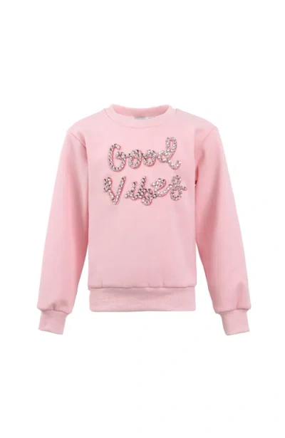 Lola + The Boys Kids'  Sparkling Good Vibes Sweatshirt In Pink