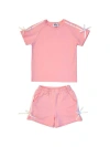 Lola + The Boys Kids'  Sporty Bow Short Set In Pink