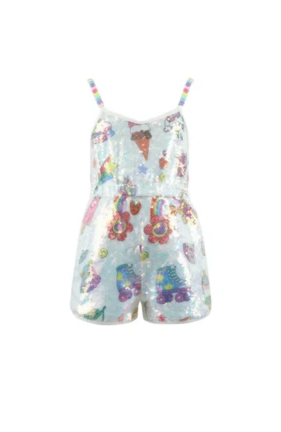 Lola + The Boys Kids'  Summertime Fun Sequin Romper In White
