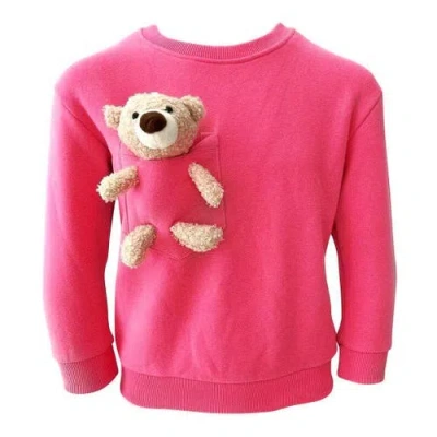Lola + The Boys Kids'  Teddy Buddy Bear Crewneck In Pink