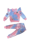 Lola + The Boys Girl's 2-piece Tie-dye Ruffle Sweater Set W/ Embroidered Patches