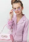 Lola + The Boys Women's Feather Trims Suit In Purple