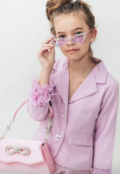 Lola + The Boys Women's Feather Trims Suit In Purple