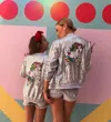 Lola + The Boys Women's Unicorn Sequin Bomber In Silver