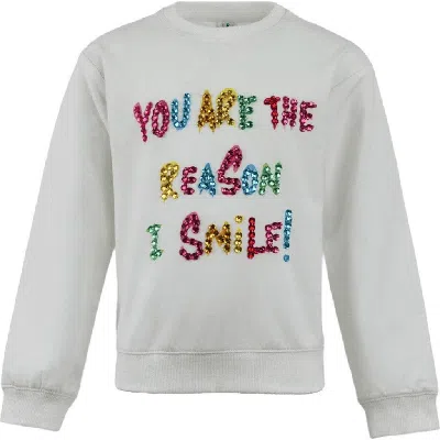 Lola + The Boys Kids'  You Are The Reason I Smile Sweatshirt In White