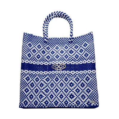 Lolas Bag Women's Handmade Tote Bag In Blue Aztec Stripe In Multi
