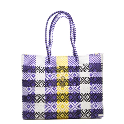 Lolas Bag Women's Purple Yellow Travel Tote With Clutch In Purple/yellow