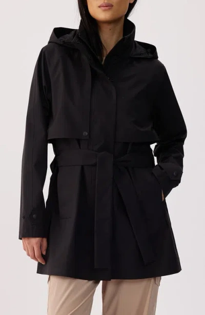 Lole Aliz Water Repellent Short Trench Coat In Black
