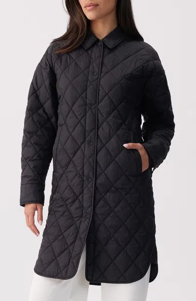 Lole Avril Quilted Longline Shacket In Black