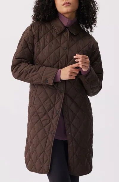 Lole Avril Quilted Longline Shacket In Brown