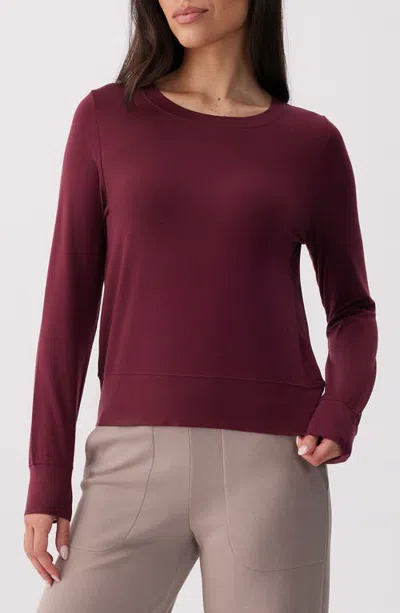 Lole Dynamic Striped Long Sleeve Performance T-shirt In Burgundy