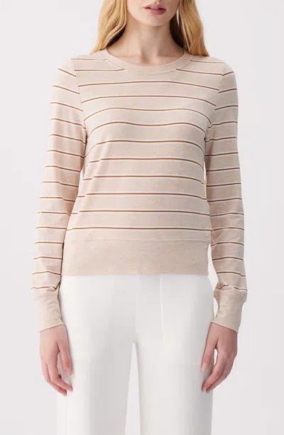 Lole Dynamic Striped Long Sleeve Performance T-shirt In Neutral